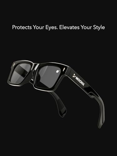 Image of MOONX Cosmic S1 UV Protected Wayfarer Sunglasses for Men & Women | Black PC Frame | Black Lens | Stylish Unisex Eyewear for Driving, Travel & Casual Outings