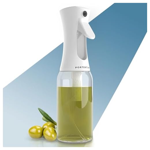 PORTENTUM Pulverizador aceite spray de 300 ml, apto para freidora de aire y multiusos, spray aceite de cocina antigoteo, aceitera con dispensador, accesorios freidora sin aceite (Blanco)