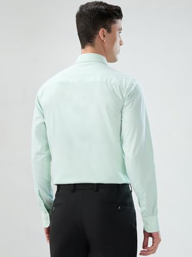 Image of Park Avenue Men Modern Slim Fit Solid Pattern Cotton Polyester Blend Semicutaway Collar Full Sleeve Formal Shirt