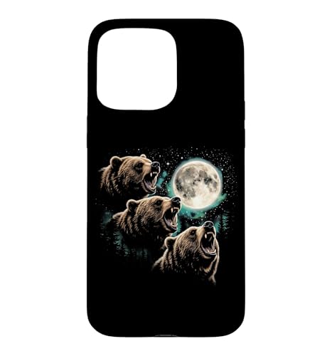 Grizzly Bear Moon - Funny Outdoors �L�����v �~�[�� �O���Y���[�x�A�[�Y �X�}�z�P�[�X iPhone 15 Pro Max �p