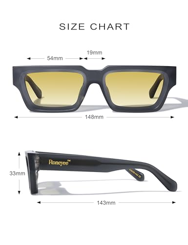 Image of Roneyee Rectangle Sunglasses Men Women Trendy Retro Sunglass UV Protection Fashion Acetate Stylish Square