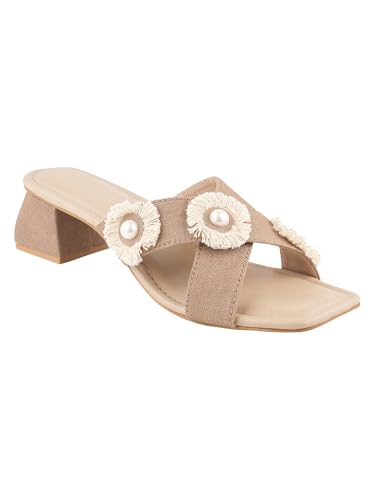 Image of SilverArrow Comfortable Stylish Alluring Denim Strap Block Heels Light Weight Trendy Heels For Women & Girls