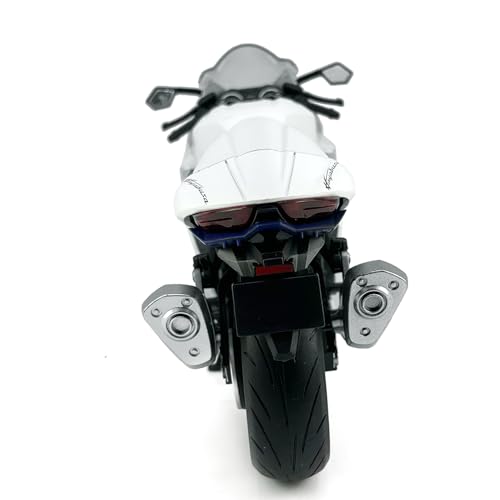 1:9 Scale 2023 Suzuki Hayabusa Motorcycle Model Toy, Plastic and Metal Diecast Toy Motorcycle Bike, Light Effect, Mens Collection, Toys for Boys Kids Gifts, Cake Topper Home Office Decor, White