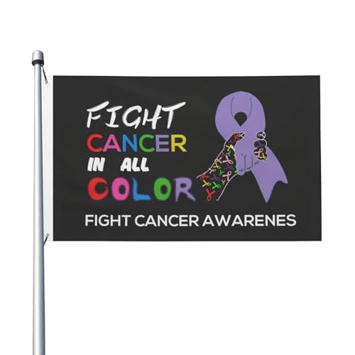 Fight Cancer In All Color Fight Cancer Awareness Ribbons Flag Outdoor Double Sided Flag Banner Garden Flag Yard Decoration With Brass Grommets 3 X 5 Ft