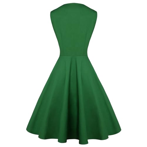 Image of KILLREAL Women's Vintage Polka Dot Print A-Line Pin Up Style Sleeveless Cocktail Party Casual Dress