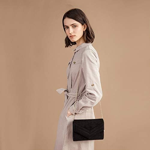 Miss Lulu Women's Clutches Bag Evening Bags Synthetic and Suede with Chain for Wedding