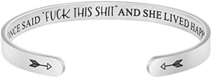 JoycuFF Birthday Gifts for Women Funny Inspirational Bracelet Handmade Unique Cute Stackable Engraved Cuff Bangle Elegant Jewelry
