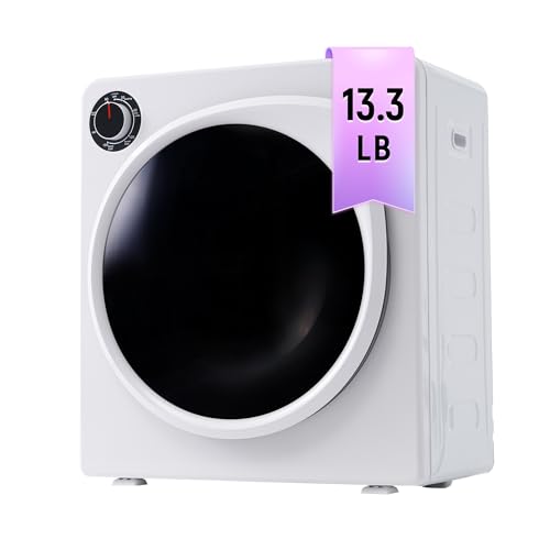 Clothes Electric Dryer 13.3Lbs 2.6 Cu.ft Laundry Apartments Dryer Machine 1350W 100-120V 5 Programs for Portable Mini Small Compact Dryer for RV