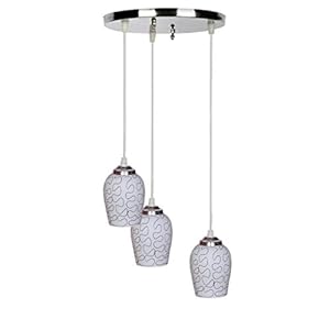 Somil LED Compatible Pendant Ceiling Lamp Hanging Light of 3 Decorative Lamp Shade in One Round Fitting