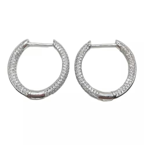 Pendientes de aro Grandes con Forma Redonda y pavé de circonitas cúbicas Multicolor para Mujer, para Bodas, Color Plata