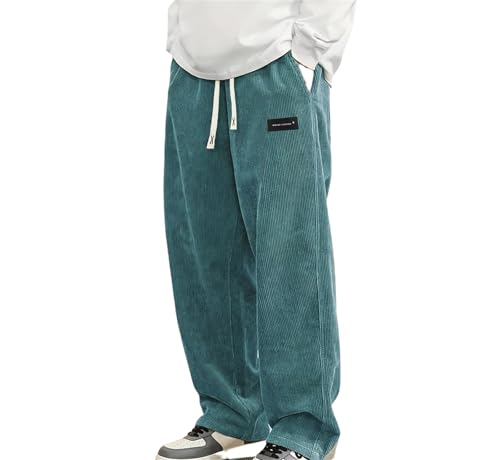 Mens Corduroy Pants, Men's Fashion Vintage Sports Corduroy Fabric Logo Embroidered Trousers, Men's Casual Pants