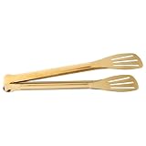 CLISPEED Pinzas de Acero Inoxidable Gruesas para Servir Comida Multifuncionales para Barbacoa Pan Pasteles y Carnes Pinzas de Cocina Precisas y Resistentes Color Dorado Elegante