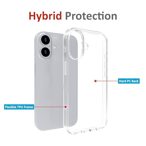 Image of TPU For Iphone Clear Case 16, [Anti-Yellowing Technology] [Military Grade Drop Protection] Shockproof Slim Hybrid Phone Case For Iphone 16 - Crystal Clear