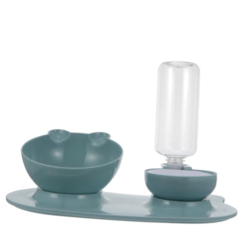 SOIMISS Cuenco Elevado para Gatos con Protección Cervical Dispensador Automático de Agua por Gravedad Comedero Desmontable Azul para Alimentación sin Derrames