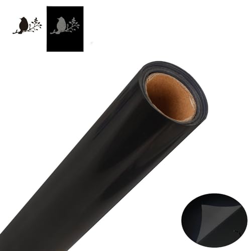 Image of FUNKAKA Heat Transfer Vinyl Reflective Black HTV Roll, 12 inch x 10ft Reflective Iron on Vinyl for All Cutter Machine, Reflective HTV Vinyl for T-Shirts Easy to Cut & Weed for Heat Vinyl DIY Design