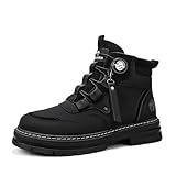 [ZJEJ] バイクシューズ メンズ 厚底 バイクブーツ ダイヤル式 快適 防護 防水 耐久性 オートバイ用品 ライディング (ブラック,27.5 cm)