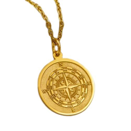 Pendentif boussole argent sterling plaqué or | Collier mixte LKBEADS