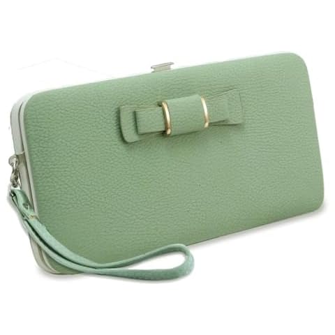Achieer Women Bowknot Wallet Long Purse Phone Card Holder Clutch Large Capacity Pocket (Green) Cover