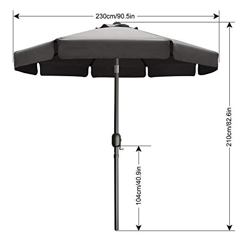 Image of ABCCANOPY 7.5ft Scalloped Patio Umbrella, Outdoor Table Umbrella with Tilt and Crank, Fiberglass Ribs Deck Umbrella for Patio, Pool, Garden, Picnic (Dark Gray)