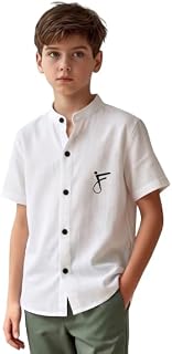 Boys Short Sleeve Shirt, Mandarin Collar, Casual Wear Price In India