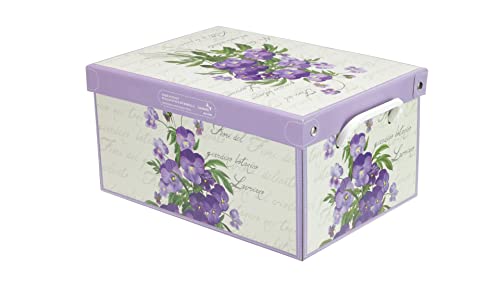 LAVATELLI Collection Scented Violet Small - Decorative Storage Box with Lid and Handles, Cardboard Organiser for Clothes, Toys, Teddy, and Home Essentials, Violets - Cosy Home Interiors LAVATELLI Collection Scented Violet Small - Decorative Storage Box with Lid and Handles, Cardboard Organiser for Clothes, Toys, Teddy, and Home Essentials, Violets - Image 5