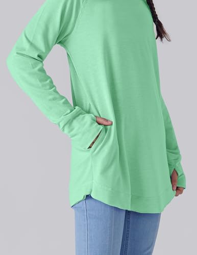 Image of Liberty Pro 2-Pack Girls' Loose Fit Long Sleeve Tunic Tops with Pockets and Thumb Holes, Casual T Shirts for Tween Kids
