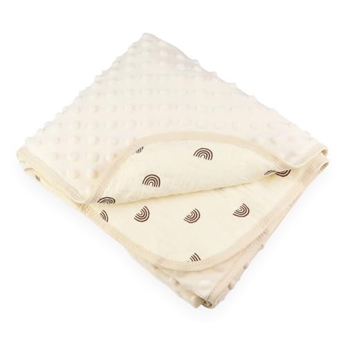 Hivia Coperta Neonato-Copertine Neonato Cotone,100 * 100cm Copertina Cotone Bambino Doudou per Neonati,Finemente Felpato, Morbido e Delicato Sulla Pelle|Arcobaleno