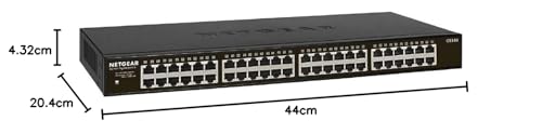Netgear GS348 Switch 48 Port Switch Gigabit Ethernet (LAN Switch f&uuml;r Desktop- oder Rack-Montage, Plug-and-Play, energieeffizient, l&uuml;fterloses Geh&auml;use f&uuml;r leisen Betrieb), schwarz
