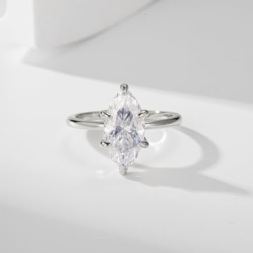 LOIPURI 4CT Marquise Moissanite Engagement Ring for Women by LOIPURI - Used condition - Image 7