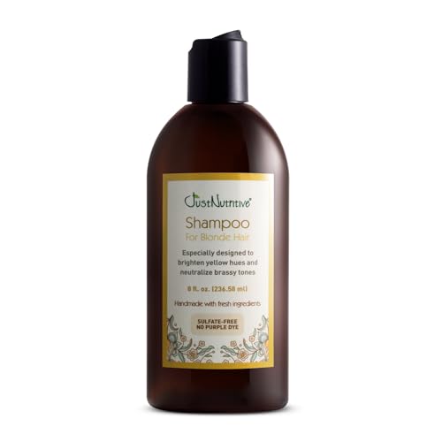 Just Nutritive Shampoo For Blonde Natural & Color-Treated Hair Neutralize Brassy Tones No Purple or Blue Shampoo Paraben Free Phthalate Free Silicone Free 8 oz. Bottle