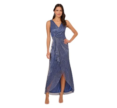 Image of Adrianna Papell Women's Metallic Mesh Cascade Gown