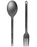 DZRZVD Titanium Fork and Spoon Set, 6.9” Titanium Fork, 6.8" Titanium Spoon, Camping Fork and Spoon