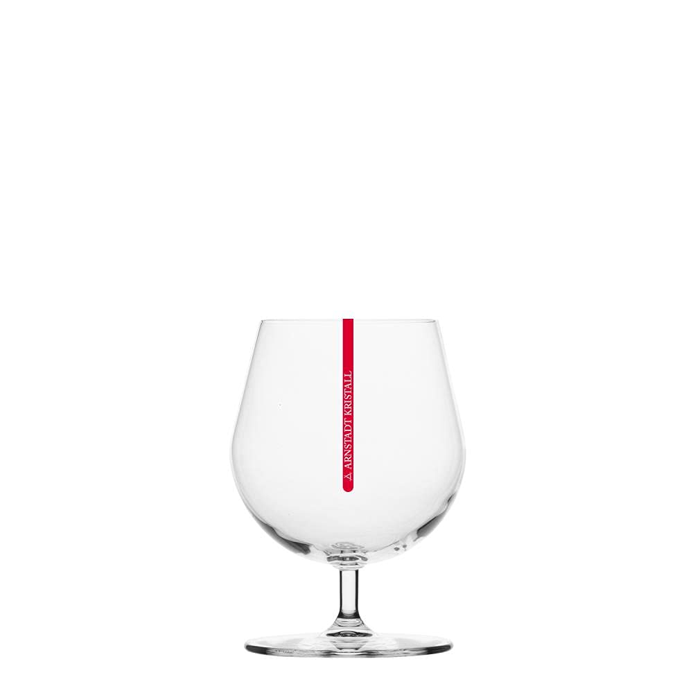 ARNSTADT KRISTALL Cognac Glas Redstripe Clear Kristallglas Mundgeblasen Handgeschliffen 235 ml 13,5 cm Handmade in Germany