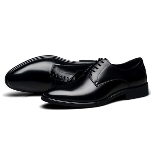 Men's Oxford Dress Shoes Genuine PU Leather Lace Up Business Casual Shoes Round Toe Comfortable Work Shoes Slip Resistant Block Heel3