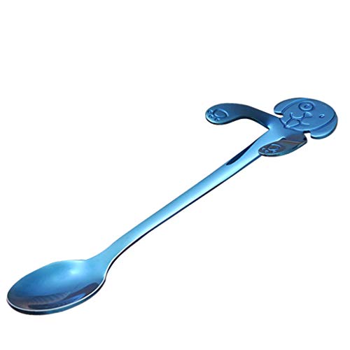 JYC/Clearance.Sale | Cute Dog Spoon Long Handle Spoons Flatware Coffee Drinking Tools Kitchen Gadget (BlueA)