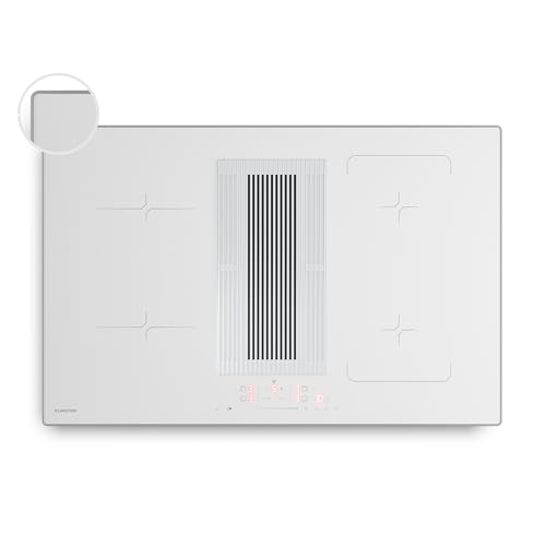 Klarstein Velaire Induktionskochfeld mit Dunstabzug 80 cm – 4 Zonen, 8400W Boost, Flexzone, Touch-Slider, Timer, Kindersicherung, Restwärmeanzeige, integrierter Abzug