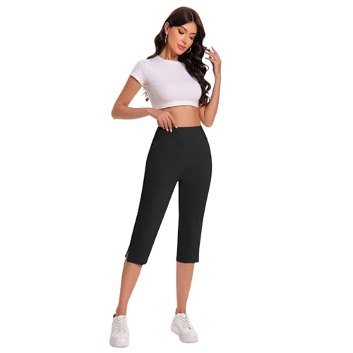 Work Pants for Women Summer High Waisted Stretchy Capris Dressy Casual Golf Capri Pants Pull On Slacks with Pockets3