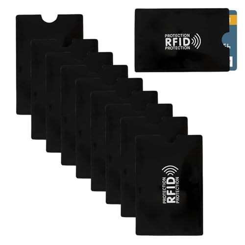 9Pcs Fundas Antipiratería para Tarjetas Bancarias, Protector de PVC, para Tarjetas de Crédito, Tarjetas de Identificación y Tarjetas Bancarias (Funda Negra para Tarjetas RFID)