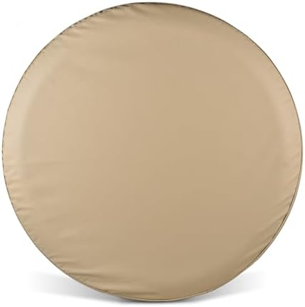 Spare Tire Cover, Beige Wheel Cover Waterproof PVC Leather Dust-Proof Universal Fit for Jeep, Trailer, RV, SUV and Camper (15 Inch)