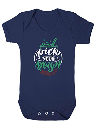 Pick Your Poison Cauldron Potion Baby Grow Vest, 3-6 Months, Navy