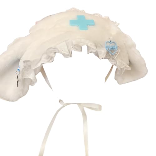 Diadema de encaje plisada para mujer, diseño de orejas de conejo, para niñas, amantes de la subcultura