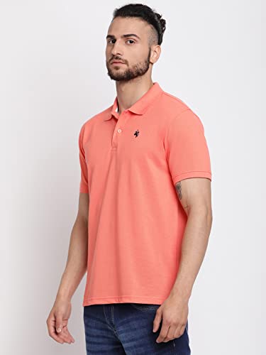 Image of Cantabil Men's Cotton Blend Solid Polo Neck T-Shirt (Regular Fit)