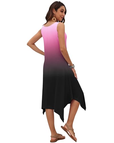 Image of AUSELILY Women's Summer Dresses Casual Sleeveless Midi Tank Beach Dress | Women's Asymmetrical Hem Sundress with Side Pockets, Great for Beach, Vacation & Daily Wear