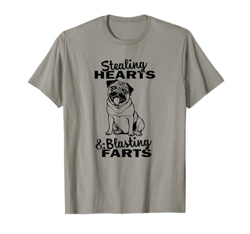 Funny Stealing Hearts Blasting Farts Pug Lover Maglietta