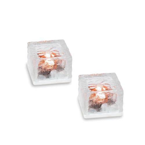 Esotec Gartendeko Solarsteine Echtglas Leuchtsteine, BERNSTEINFARBENES...