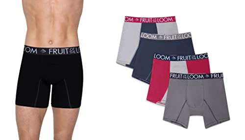 Fruit of the Loom Men's 5-Pack Boxer Briefs Breathable Performance Cooling Cotton-Blend XL