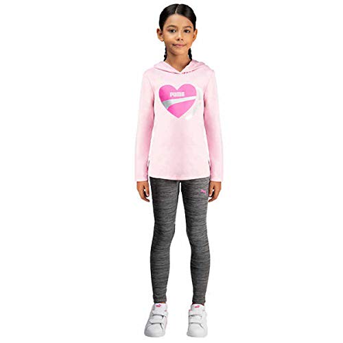 PUMA Little Girl's 3 Piece Active Set, Short Sleeve Shirt, Long Sleeve Hooded Tee, and Legging (Light Pink, XX-Small-3/4)2
