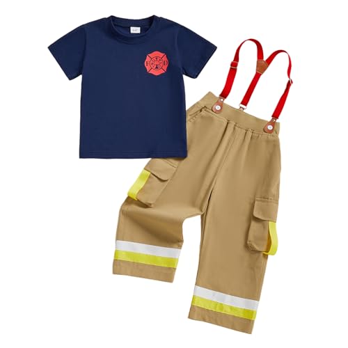 Disfraz de bombero para niños 5-6 años azul miniatura 1