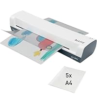 Leitz iLAM Home A3 Laminiergerät, Für 75 bis 125 mic Laminierfolien, 3 Minuten Aufwärmzeit, Inkl. Starterkit mit 5 Folien, Ideal für den Einsatz Zuhause, Home Office & Schule, Weiß, 74320001