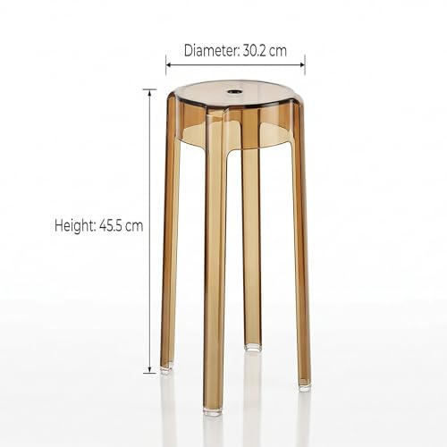 Image of The Artment your artistic apartment Tan Color CrystalNest Transparent Acrylic Stackable Round Accent Stool, Modern Side Stool for Living Room, Bedroom and Home & Office (Set of 6)